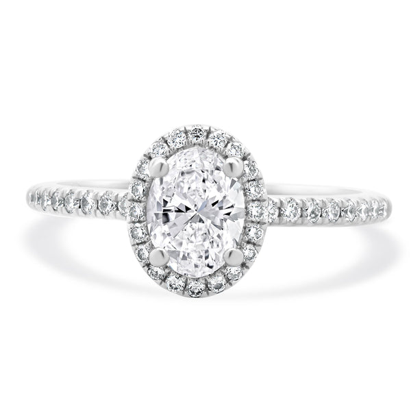 14 Karat White Gold Oval Cut Diamond Engagement Ring