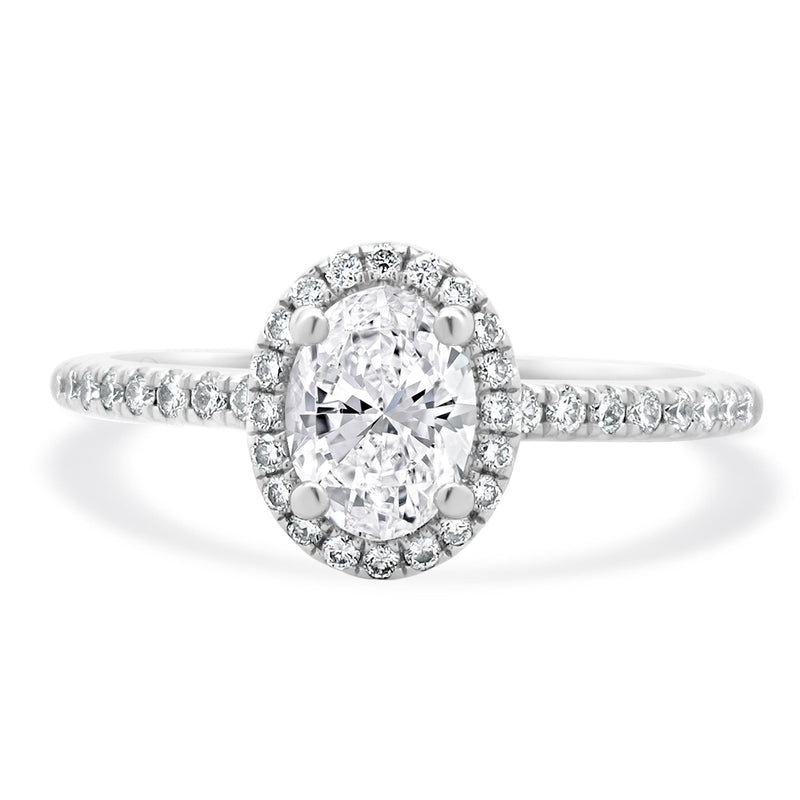 14 Karat White Gold Oval Cut Diamond Engagement Ring