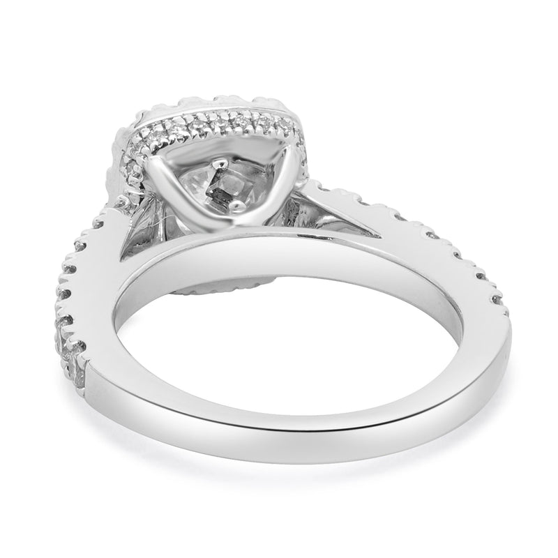 Vera Wang 14 Karat White Gold Princess Cut Halo Diamond Engagement Ring