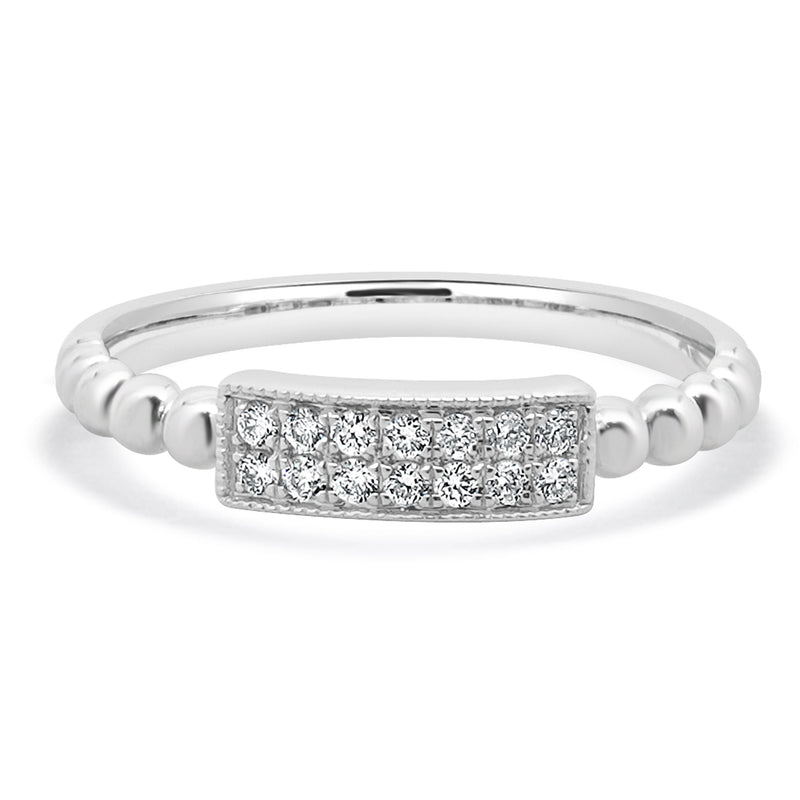 14 Karat White Gold Diamond Rectangular Filigree Band