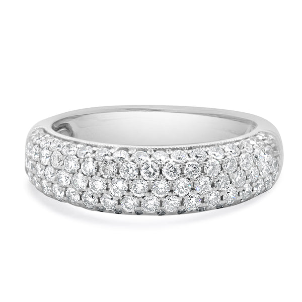 14 Karat White Gold Five Row Pave Diamond Band