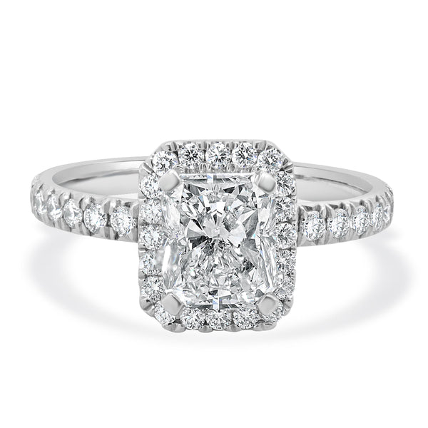 18 Karat White Gold Radiant Cut Diamond Engagement Ring
