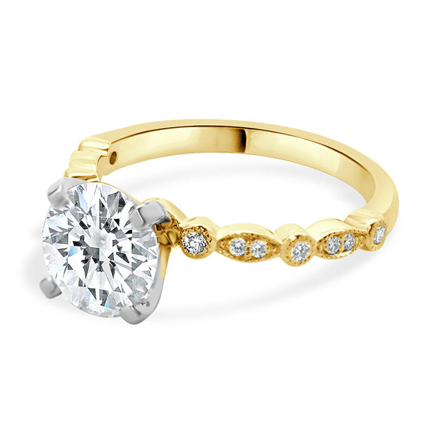 18 Karat Yellow Gold Round Diamond Engagement Ring