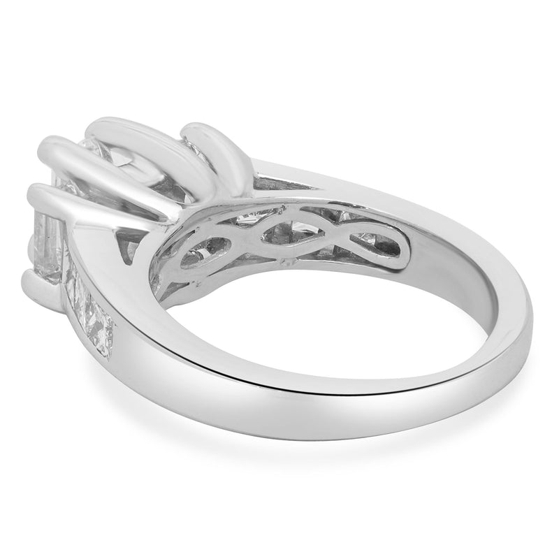 14 Karat White Gold 3 Step Emerald Diamond Engagement Ring