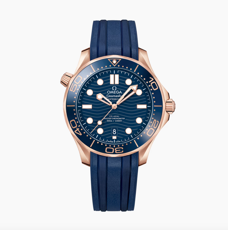 Omega 18K Rose Gold Blue Seamaster Diver