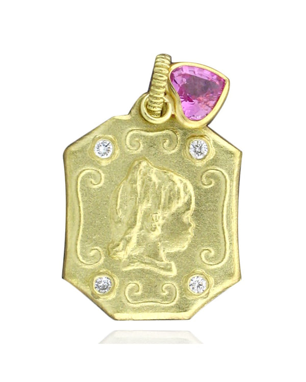 Barry Kronen Babylicious Sapphire and Diamond Pendant in Yellow Gold