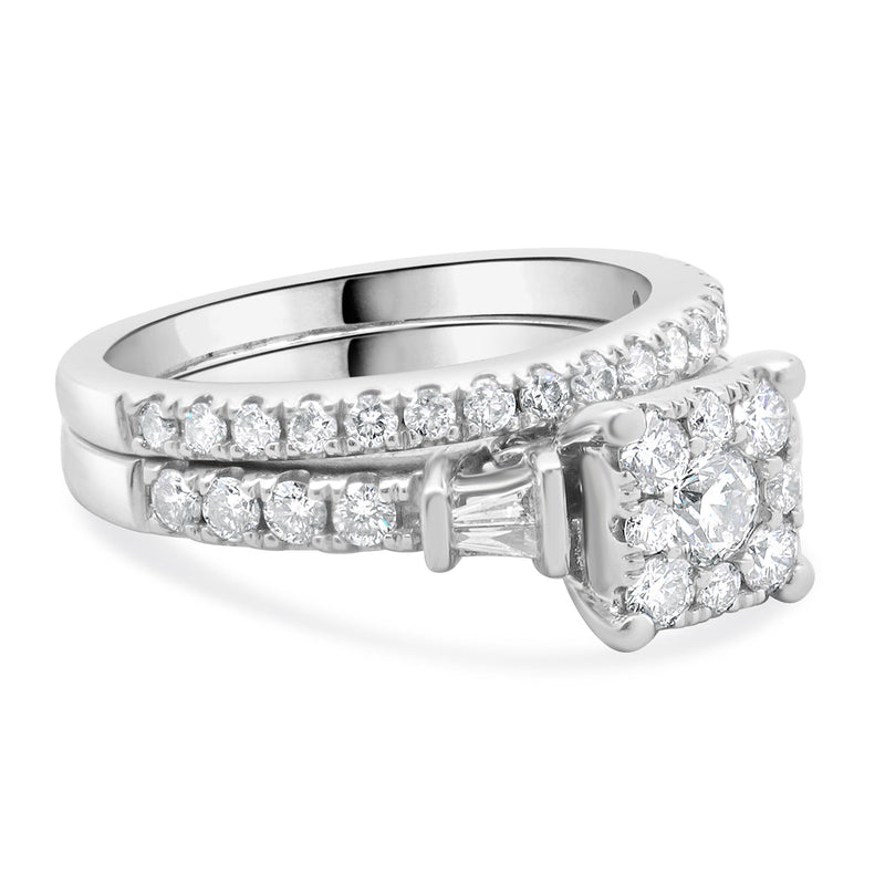 14 Karat White Gold Cluster Diamond Engagement Ring