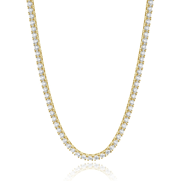 18 Karat Yellow Gold Diamond Inline Tennis Necklace