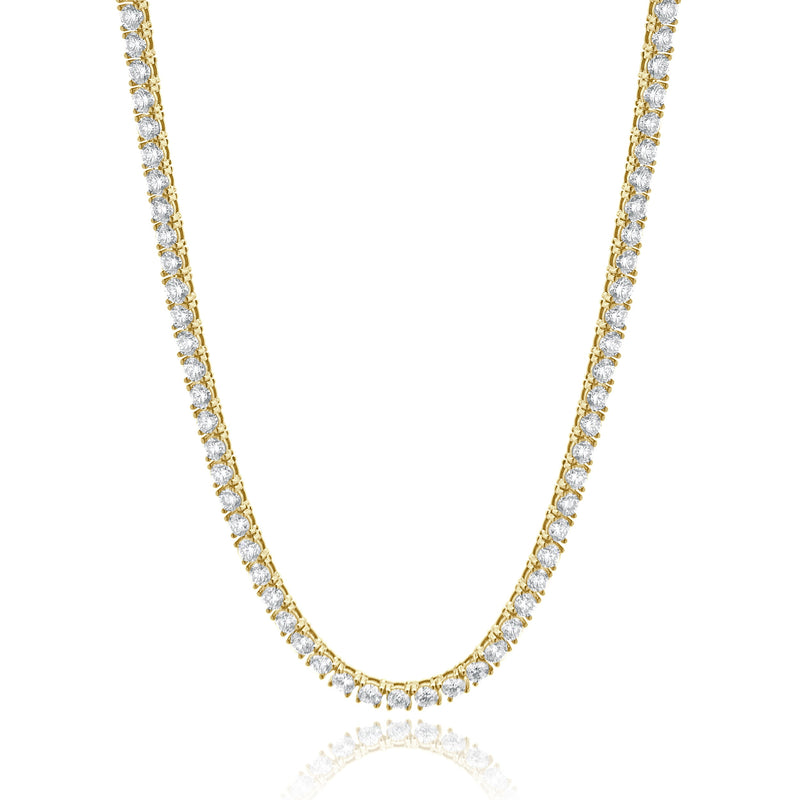 18 Karat Yellow Gold Diamond Inline Tennis Necklace