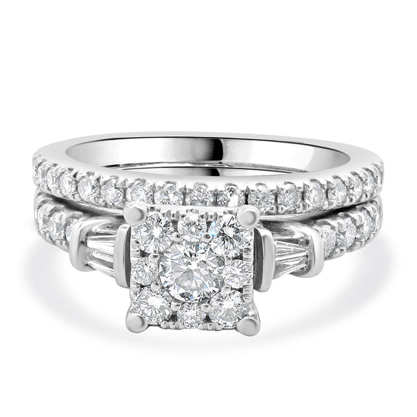 14 Karat White Gold Cluster Diamond Engagement Ring