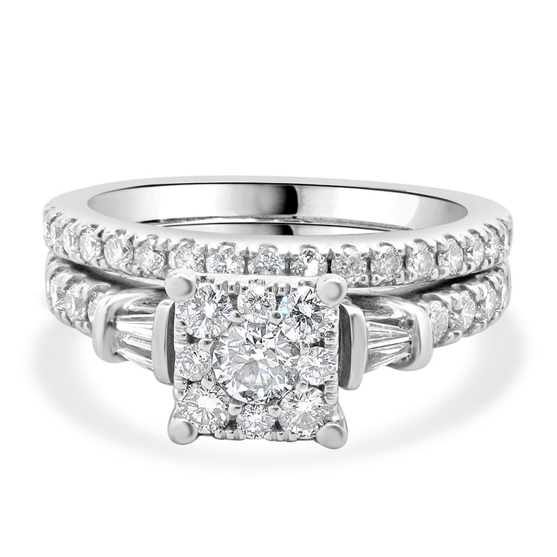 14 Karat White Gold Cluster Diamond Engagement Ring