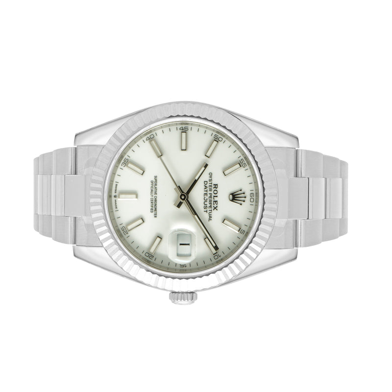 Rolex Stainless Steel Datejust 41mm White Dial