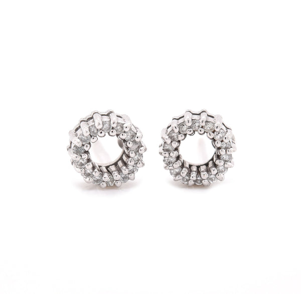 Roberto Coin 18 Karat White Gold Diamond Circle Stud Earrings