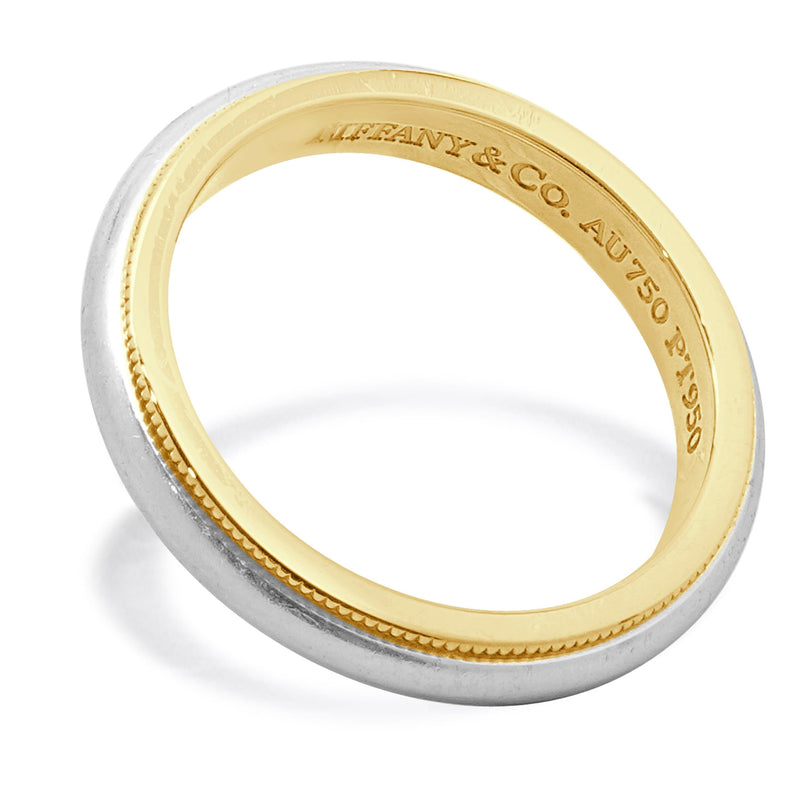 Tiffany & Co. Platinum & 18 Karat Yellow Gold Milgrain Wedding Band