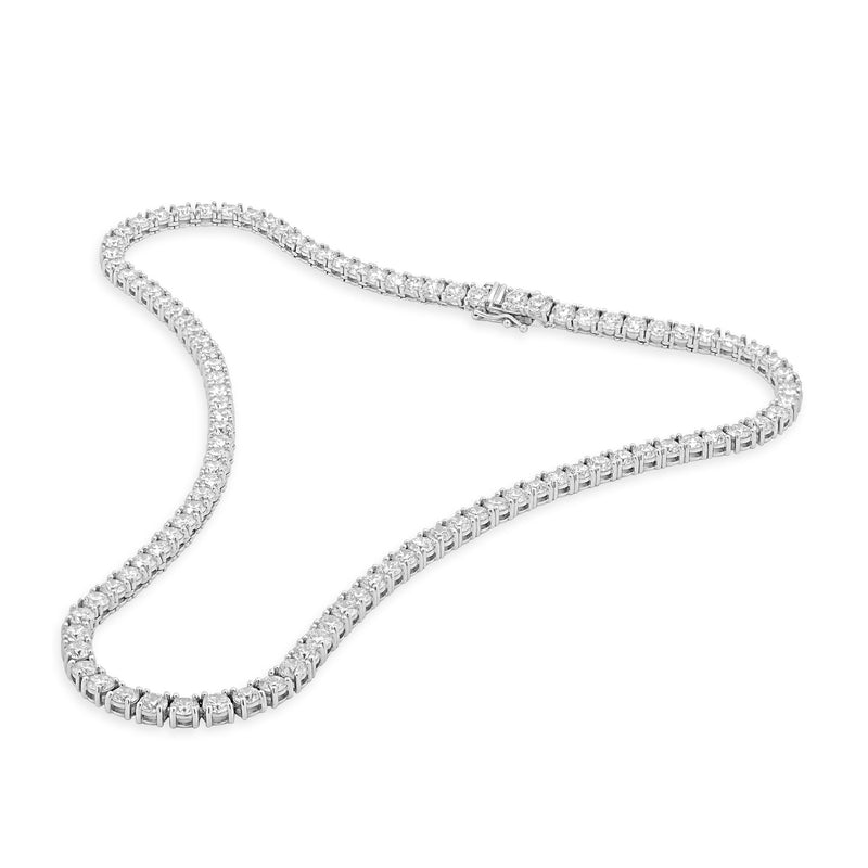 14 Karat White Gold Diamond Inline Tennis Necklace