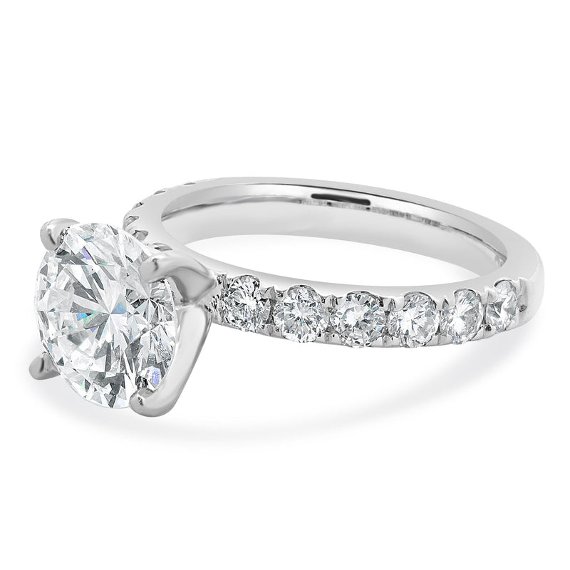 18 Karat White Gold Round Brilliant Cut Diamond Engagement Ring