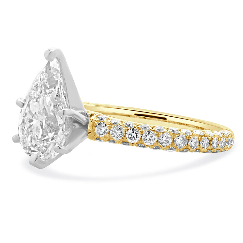 14 Karat Yellow Gold Pear Cut Diamond Engagement Ring