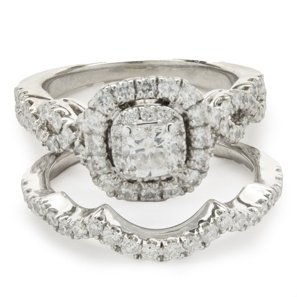 14 Karat White Gold Round Brilliant Diamond Wedding Set