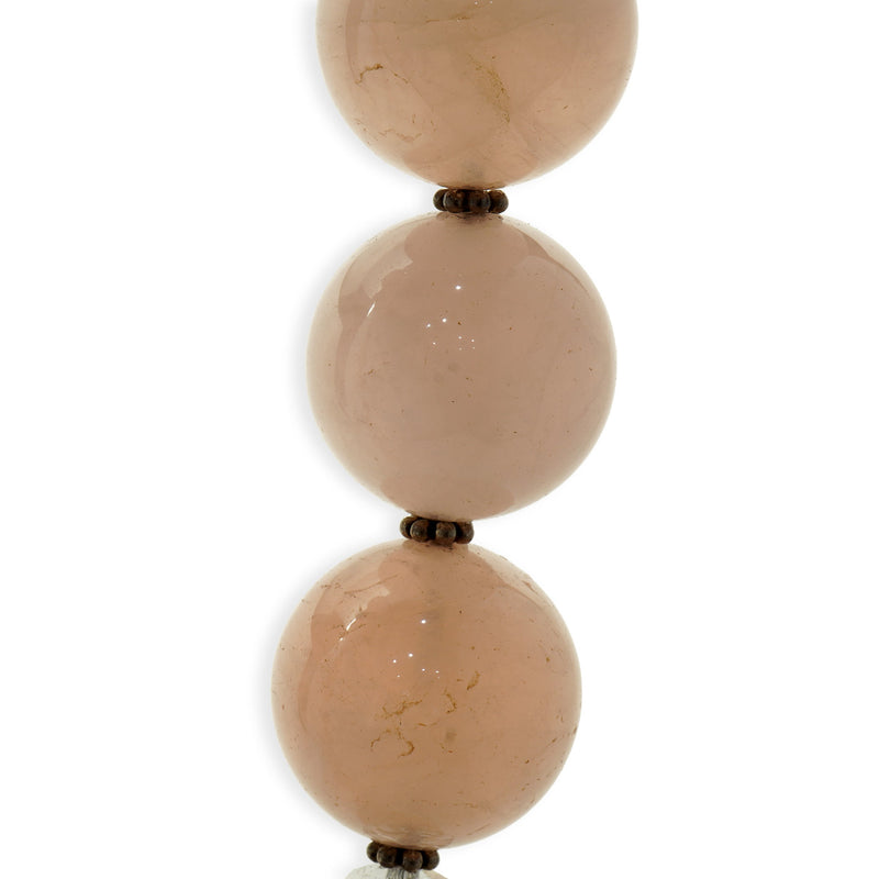 Sterling Silver Double Strand Rose Quartz Necklace