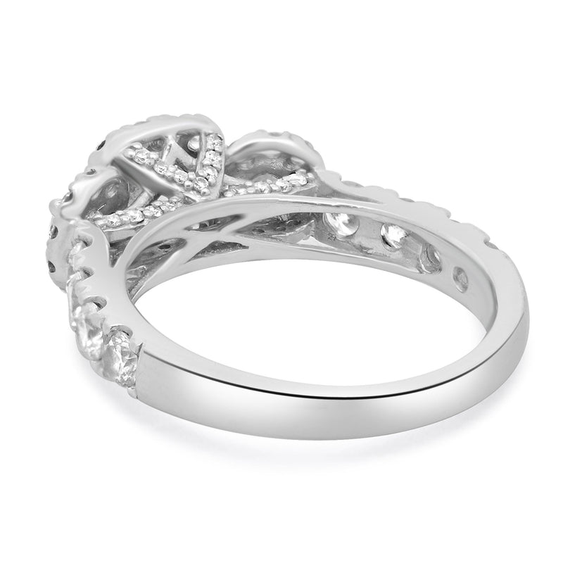 14 Karat White Gold Halo Cushion Diamond Engagement Ring