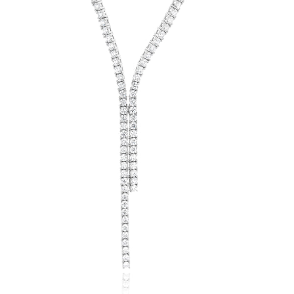 14 Karat White Gold Lariat Style Diamond Necklace