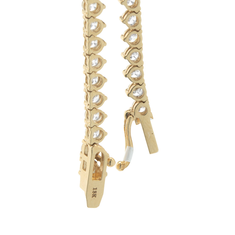 18 Karat Yellow Gold Diamond Tennis Necklace