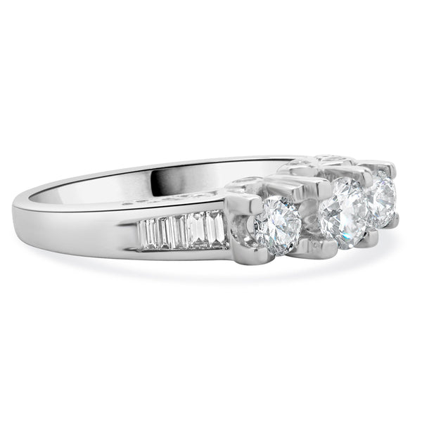 14 Karat White Gold Past, Present, Future Diamond Engagement Ring