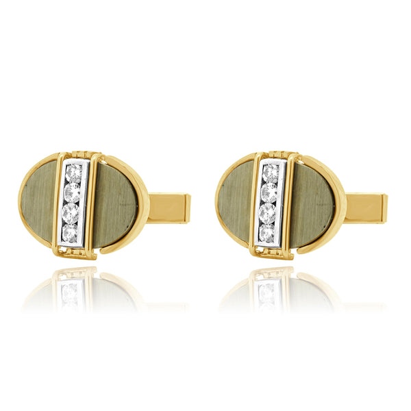 14 Karat Yellow Gold Diamond Cufflinks