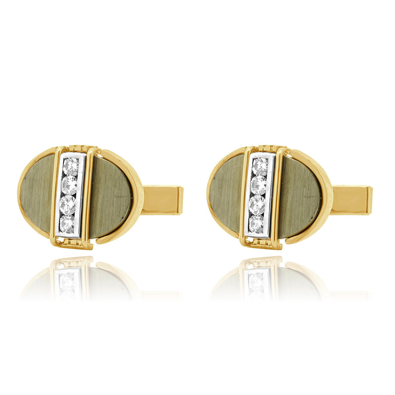 14 Karat Yellow Gold Diamond Cufflinks