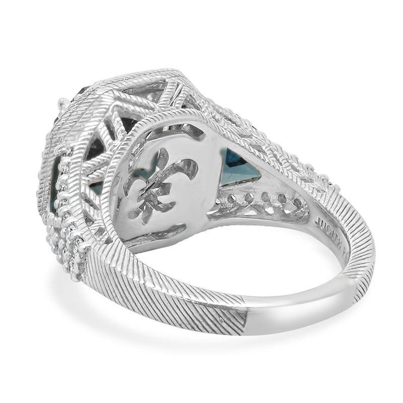 Judith Ripka Sterling Silver London Blue Topaz and CZ Ring