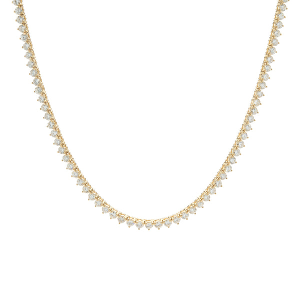 18 Karat Yellow Gold Diamond Tennis Necklace