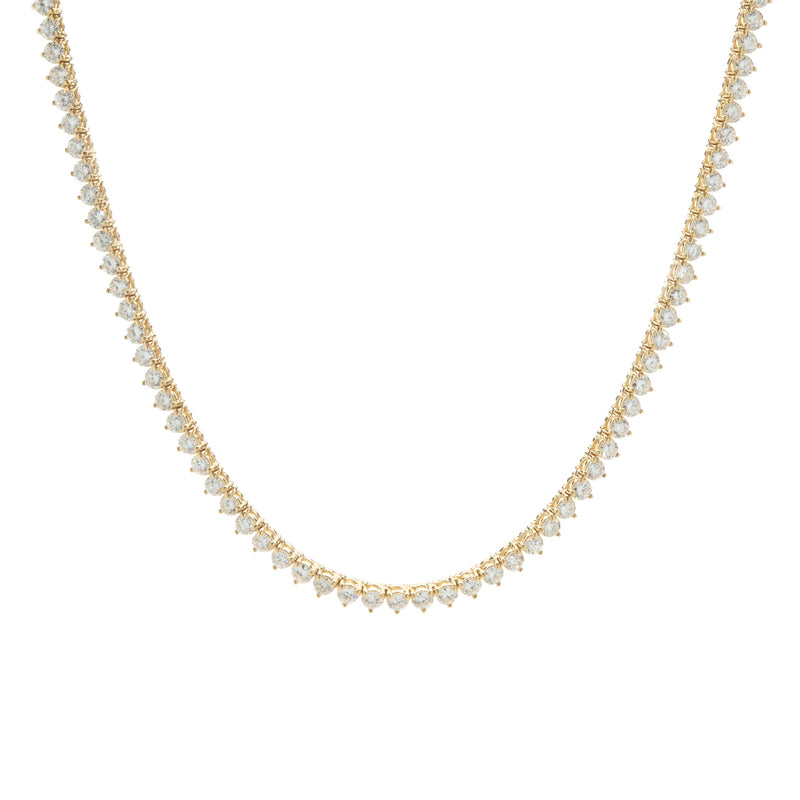 18 Karat Yellow Gold Diamond Tennis Necklace
