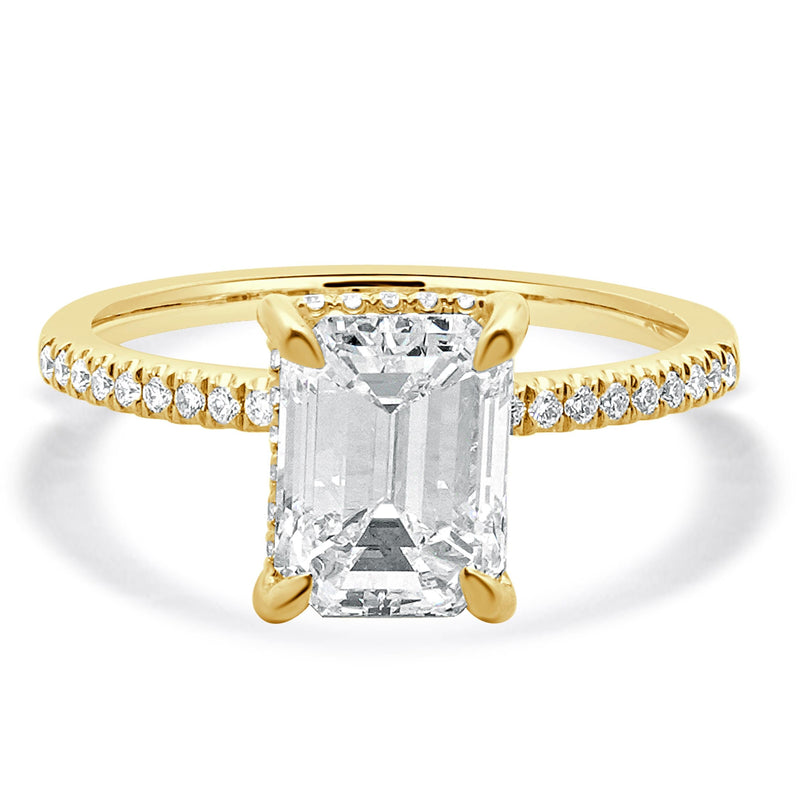 14 Karat Yellow Gold Emerald Cut Diamond Engagement Ring