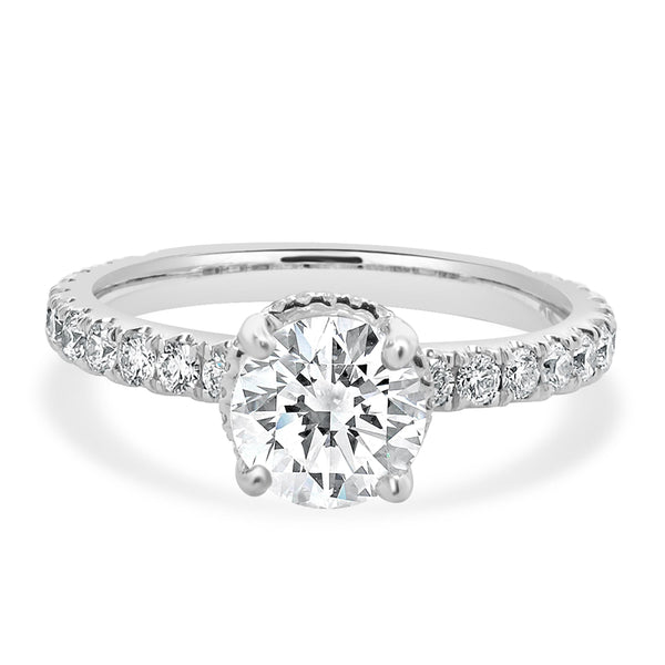 14 Karat White Gold Round Brilliant Cut Diamond Engagement Ring