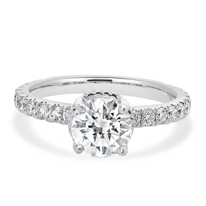 14 Karat White Gold Round Brilliant Cut Diamond Engagement Ring