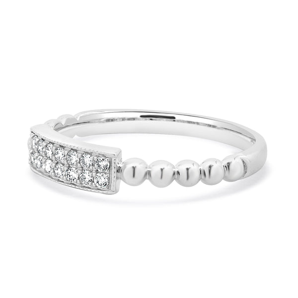 14 Karat White Gold Diamond Rectangular Filigree Band