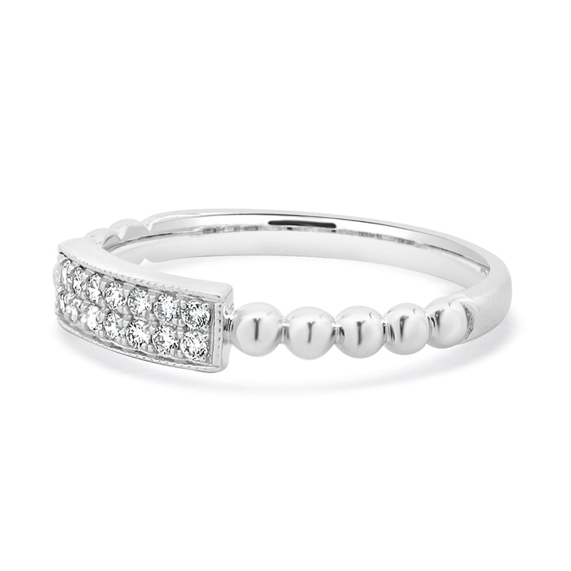 14 Karat White Gold Diamond Rectangular Filigree Band
