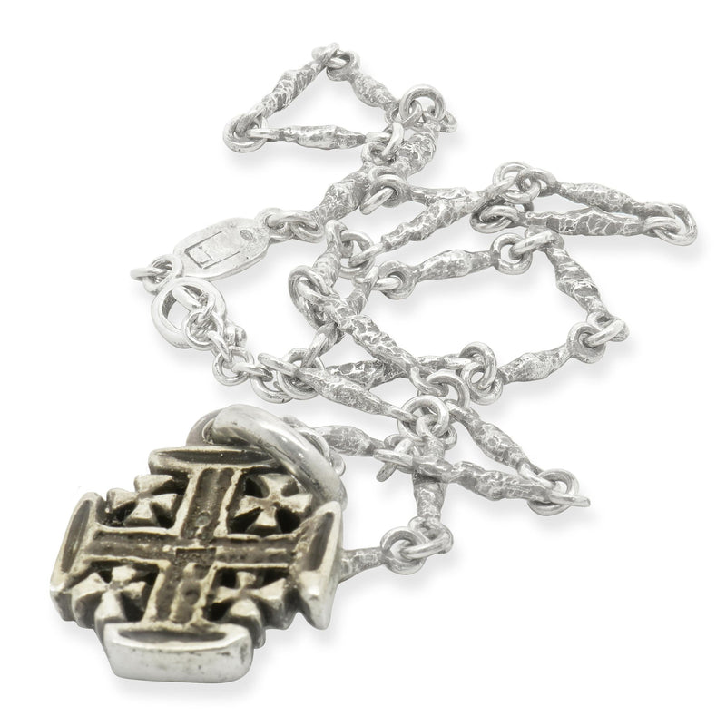 Lee Brevard Sterling Silver Old Money Chain Cross Charm Necklace