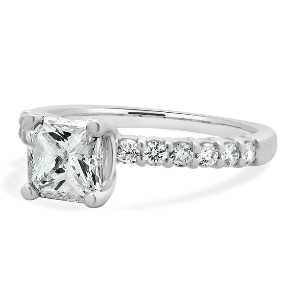 14 Karat White Gold Radiant Cut Diamond Engagement Ring