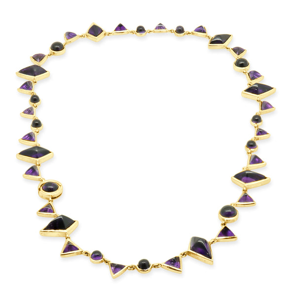 14 Karat Yellow Gold Cabochon Amethyst Necklace