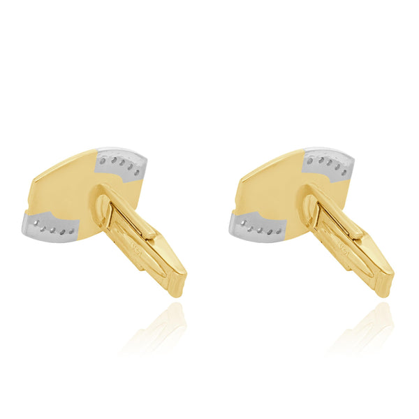 14 Karat Yellow Gold Vintage Onyx and Diamond Cufflinks