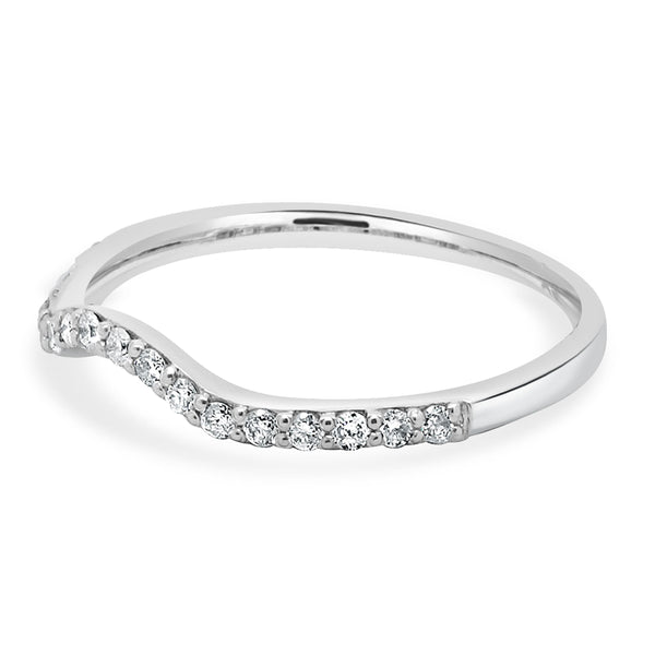 14 Karat White Gold Curved Diamond Band