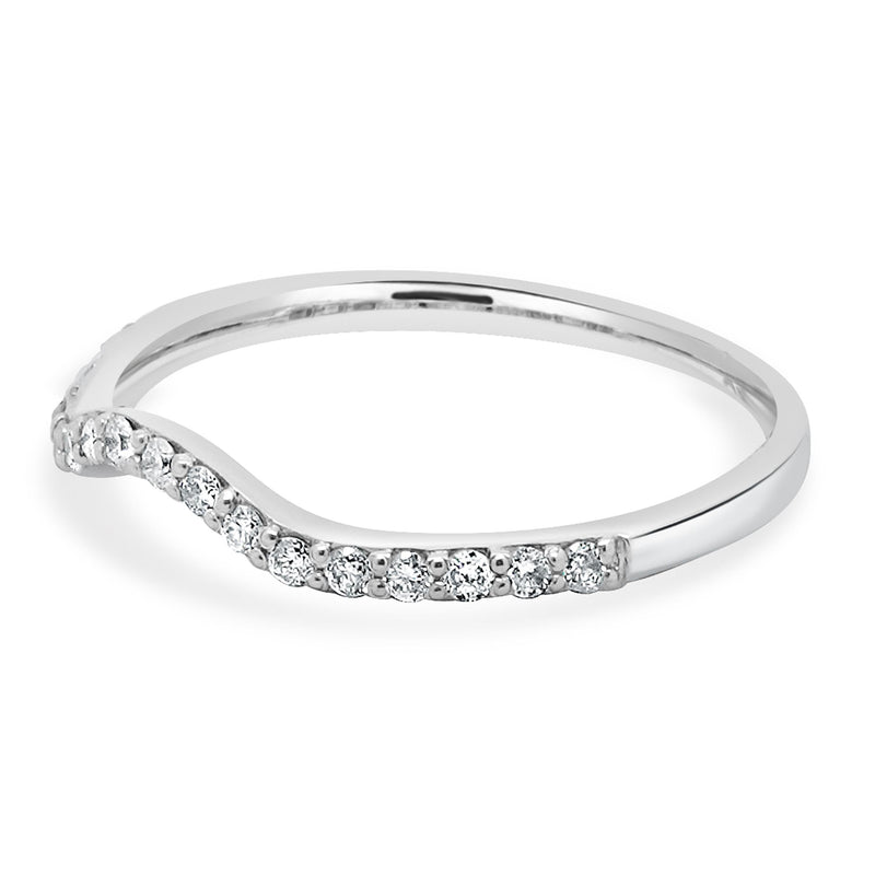 14 Karat White Gold Curved Diamond Band