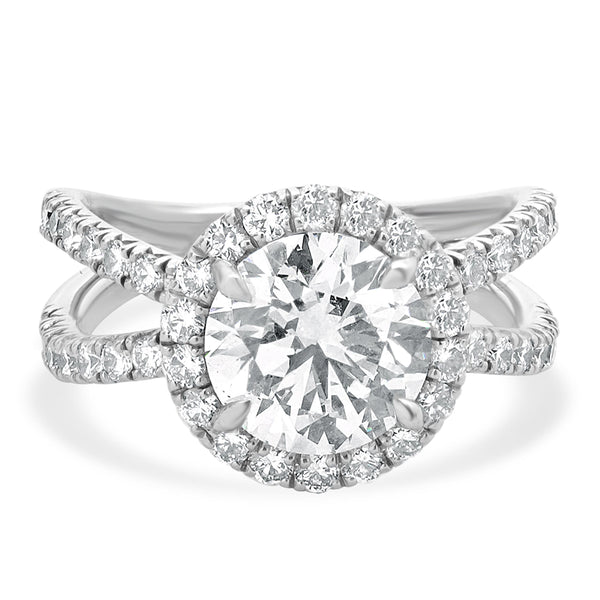 Platinum Round Diamond Engagement Ring With Halo