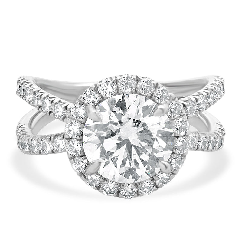 Platinum Round Diamond Engagement Ring With Halo