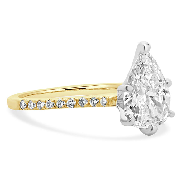 14 Karat Yellow Gold Pear Cut Diamond Engagement Ring