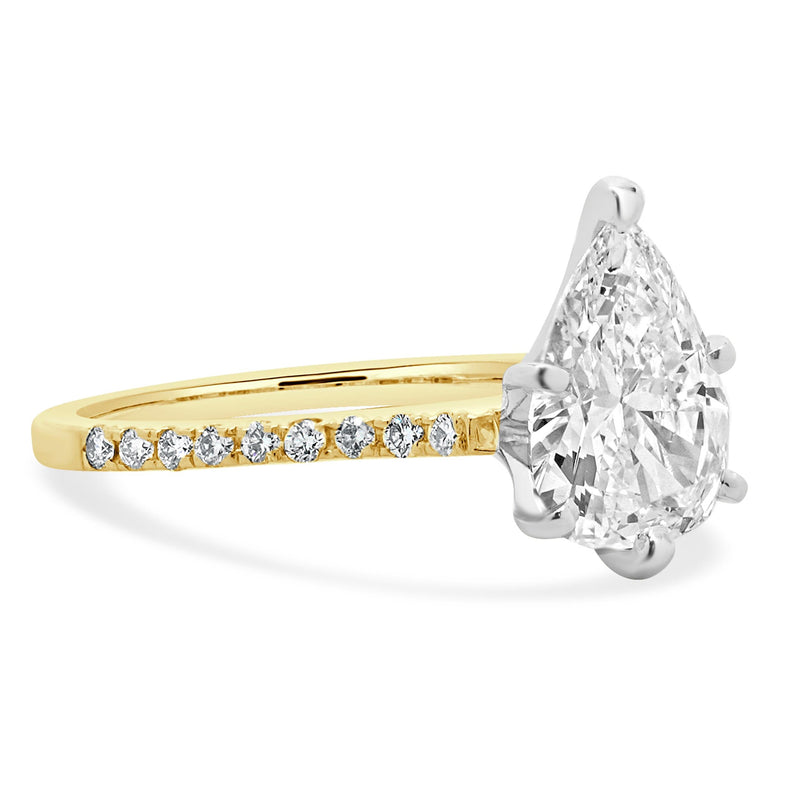 14 Karat Yellow Gold Pear Cut Diamond Engagement Ring