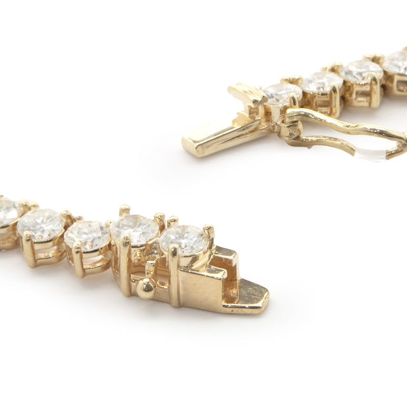 18 Karat Yellow Gold Diamond Tennis Necklace