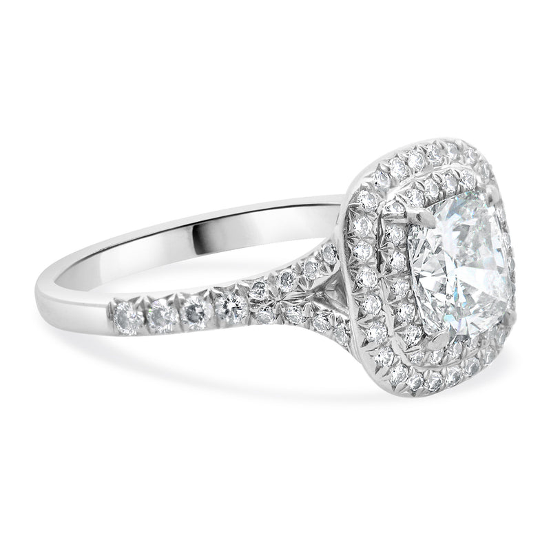 Tiffany & Co. Platinum Cushion Cut Diamond Engagement Ring