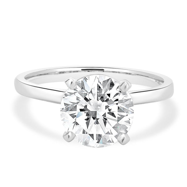 14 Karat White Gold Round Brilliant Cut Diamond Engagement Ring